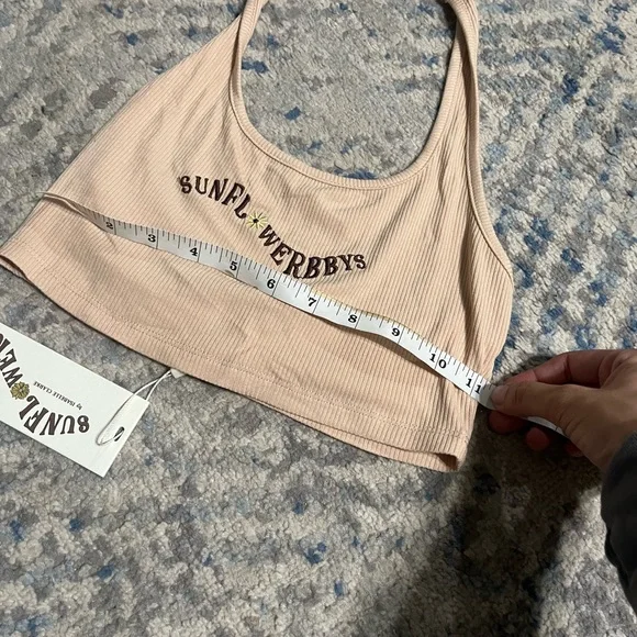 NWT Isabelle Clarke x White Fox  Aries Ribbed Halter Crop in Sand small - Picture 4 of 6